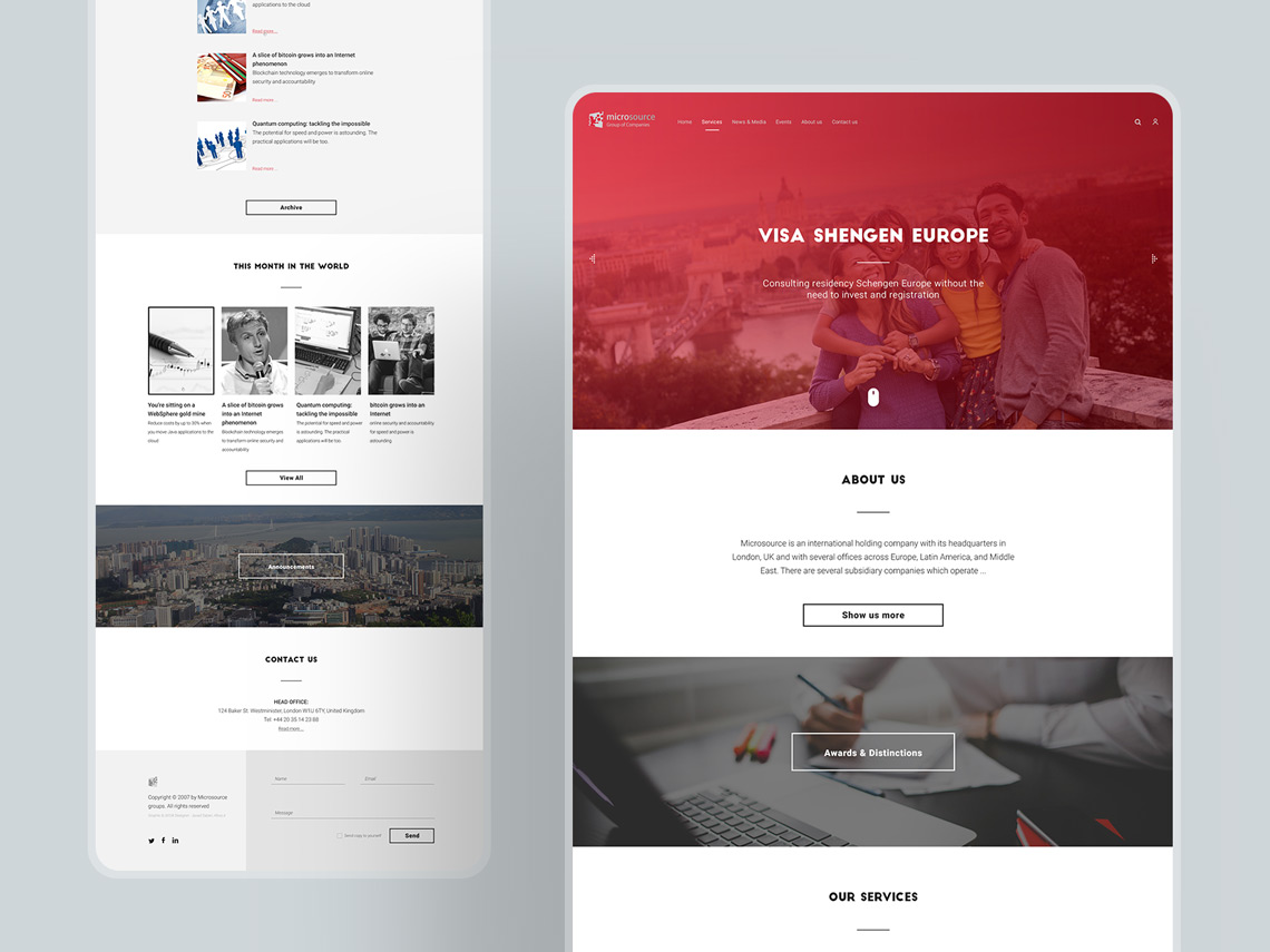 طراحی گرافیک وب، طراحی رابط کاربری و تجربی وب سایت هلدینگ بین المللی مایکروسورس